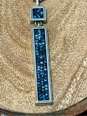 Brighton & Swarovski Blue Crystal Rocks Reversible Pendant Long Necklace